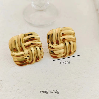 1 Pair Casual Simple Style Square Heart Shape Plating 304 Stainless Steel 18K Gold Plated Ear Studs