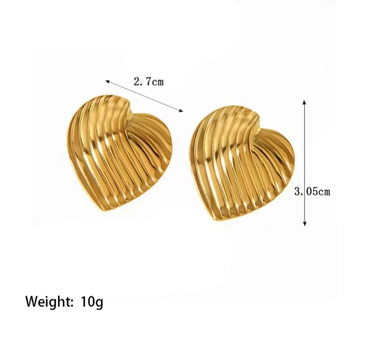 1 Pair Casual Simple Style Square Heart Shape Plating 304 Stainless Steel 18K Gold Plated Ear Studs