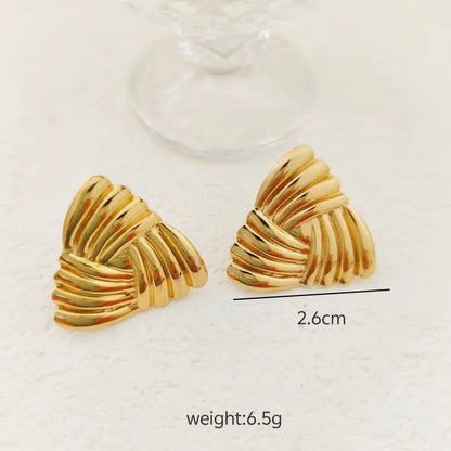 1 Pair Casual Simple Style Square Heart Shape Plating 304 Stainless Steel 18K Gold Plated Ear Studs