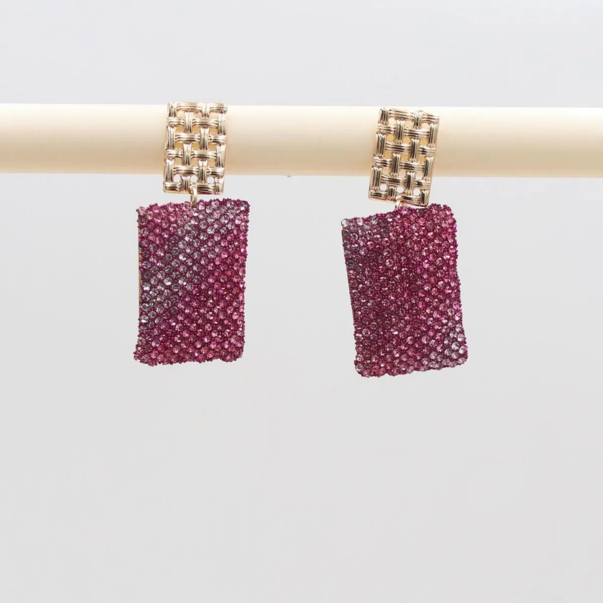 1 Pair Casual Simple Style Square Inlay Alloy Rhinestones Drop Earrings