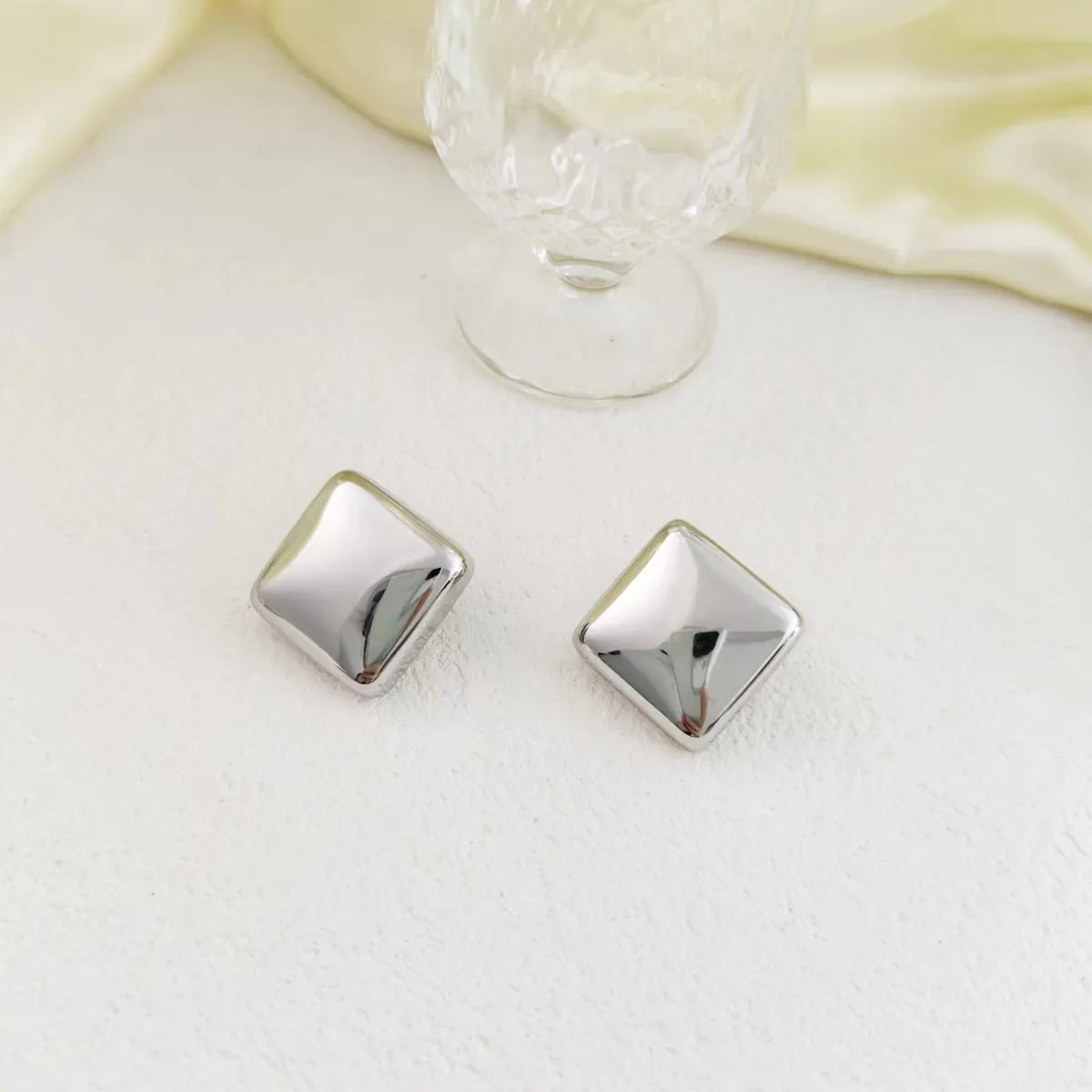 1 Pair Casual Simple Style Square Plating 304 Stainless Steel 18K Gold Plated Ear Studs