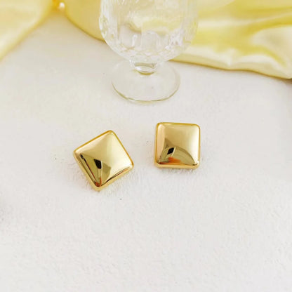 1 Pair Casual Simple Style Square Plating 304 Stainless Steel 18K Gold Plated Ear Studs