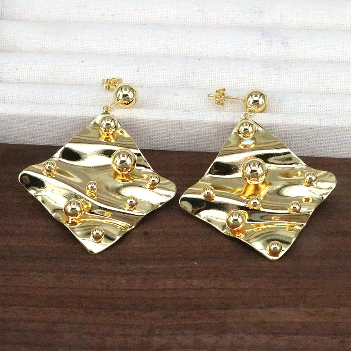 1 Pair Casual Simple Style Square Plating Copper 18k Gold Plated Drop Earrings