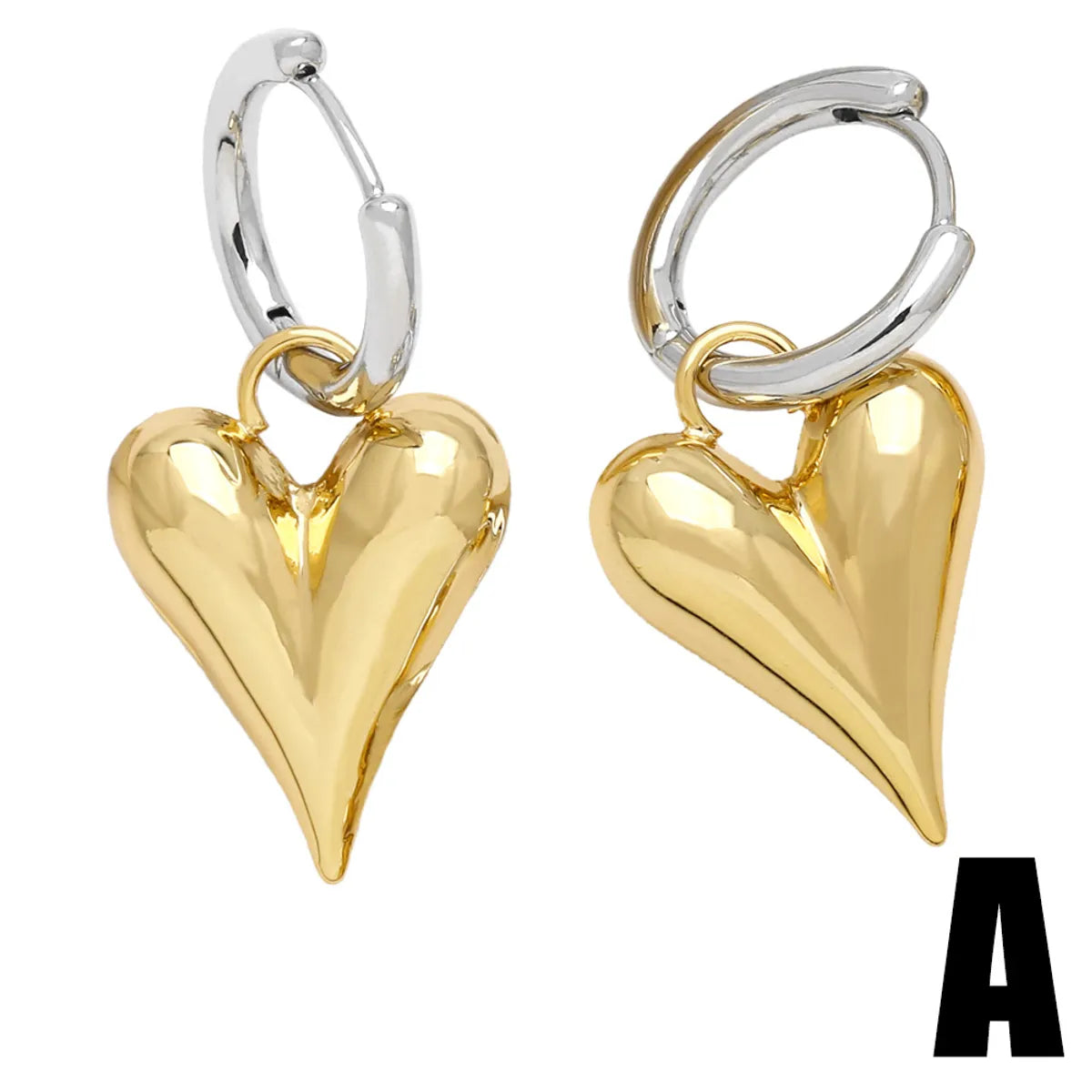 1 Pair Casual Simple Style Star Heart Shape Hollow Out Copper 18K Gold Plated Drop Earrings