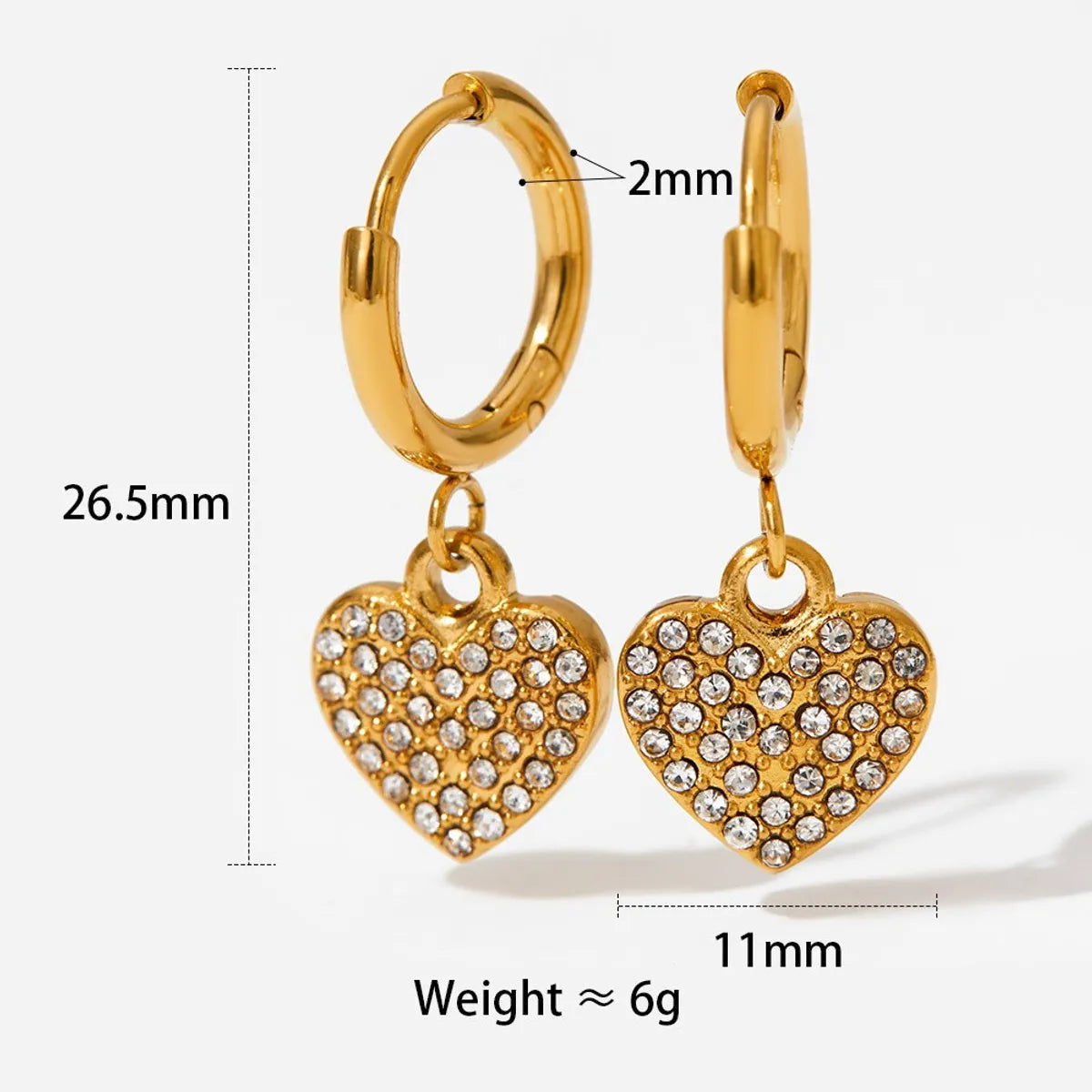 1 Pair Casual Simple Style Star Heart Shape Inlay 304 Stainless Steel Zircon 16K Gold Plated Gold Plated Drop Earrings