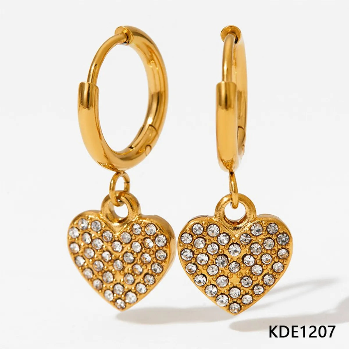 1 Pair Casual Simple Style Star Heart Shape Inlay 304 Stainless Steel Zircon 16K Gold Plated Gold Plated Drop Earrings