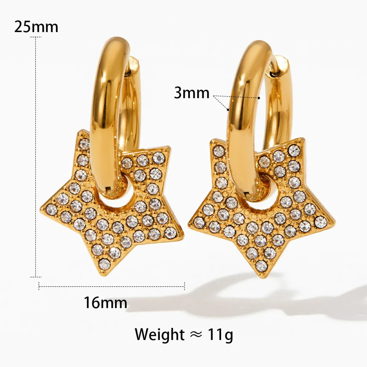 1 Pair Casual Simple Style Star Heart Shape Inlay 304 Stainless Steel Zircon 16K Gold Plated Gold Plated Drop Earrings