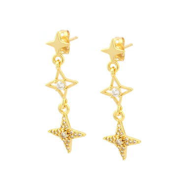 1 Pair Casual Simple Style Star Plating Inlay Copper Zircon 18k Gold Plated Drop Earrings