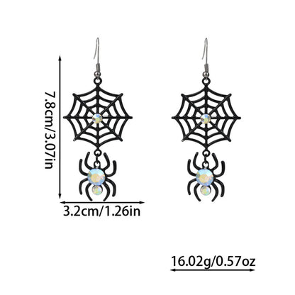 1 Pair Casual Simple Style Streetwear Pumpkin Heart Shape Spider Plating Alloy Drop Earrings