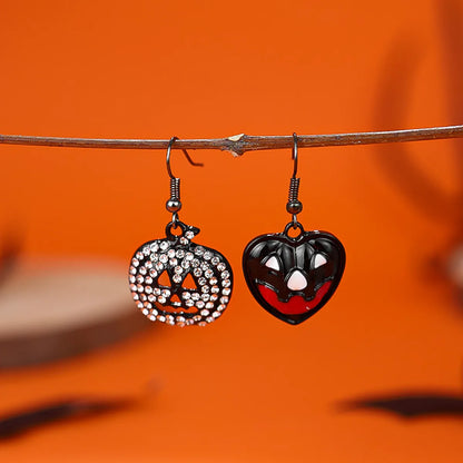 1 Pair Casual Simple Style Streetwear Pumpkin Heart Shape Spider Plating Alloy Drop Earrings