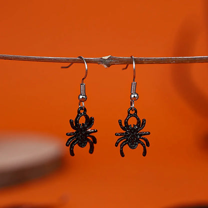 1 Pair Casual Simple Style Streetwear Pumpkin Heart Shape Spider Plating Alloy Drop Earrings