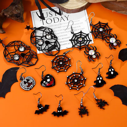 1 Pair Casual Simple Style Streetwear Pumpkin Heart Shape Spider Plating Alloy Drop Earrings