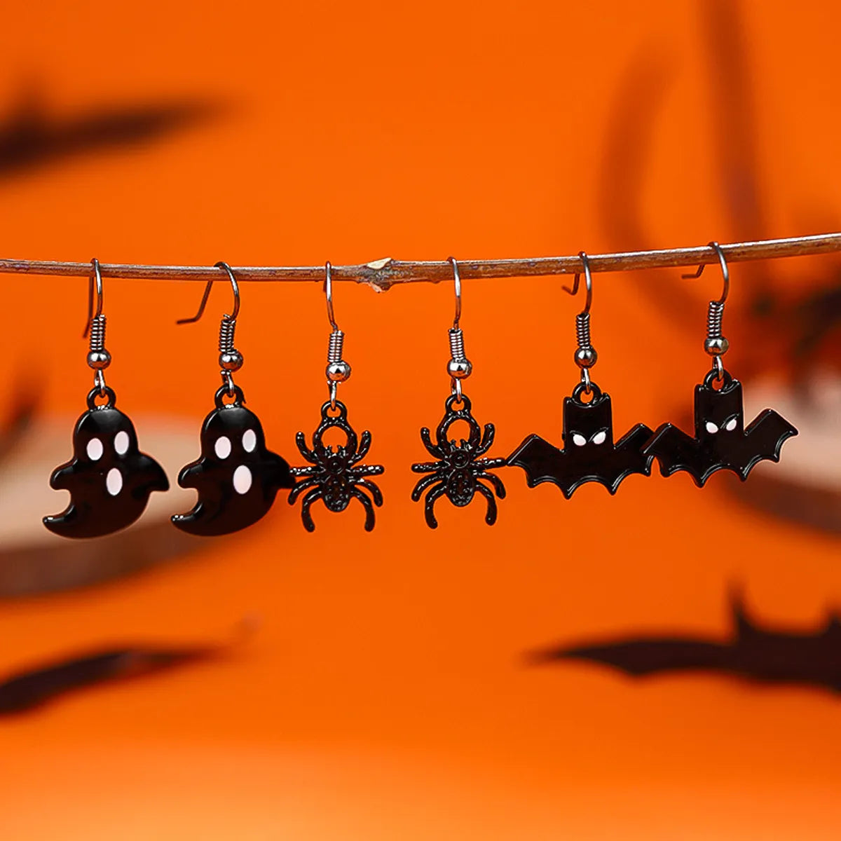 1 Pair Casual Simple Style Streetwear Pumpkin Heart Shape Spider Plating Alloy Drop Earrings