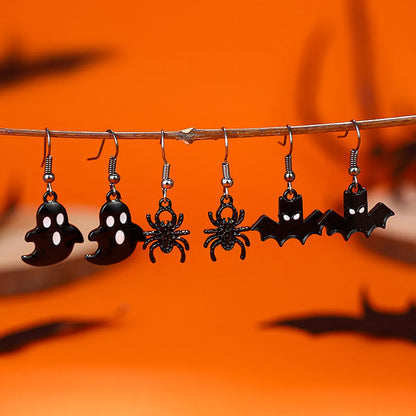 1 Pair Casual Simple Style Streetwear Pumpkin Heart Shape Spider Plating Alloy Drop Earrings