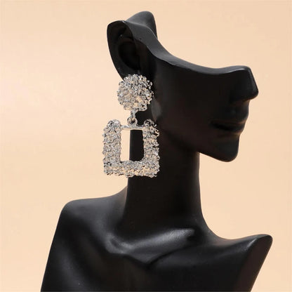 1 Pair Casual Simple Style Streetwear Square Inlay Zinc Alloy Rhinestones Drop Earrings