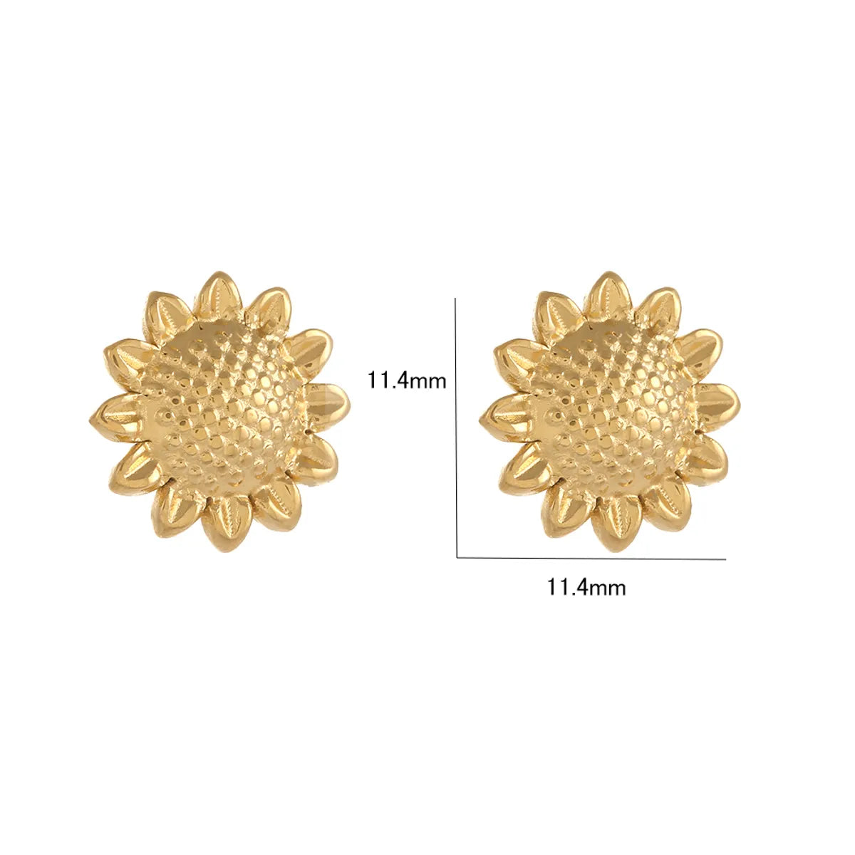 1 Pair Casual Simple Style Sunflower Heart Shape Butterfly Stainless Steel 18K Gold Plated Ear Studs