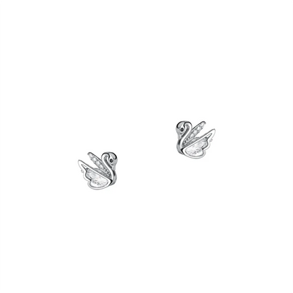 1 Pair Casual Simple Style Swan Plating Inlay Sterling Silver Rhinestones Rose Gold Plated White Gold Plated Ear Studs