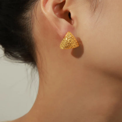 1 Pair Casual Simple Style Triangle Round Square Plating Copper 18k Gold Plated Ear Studs