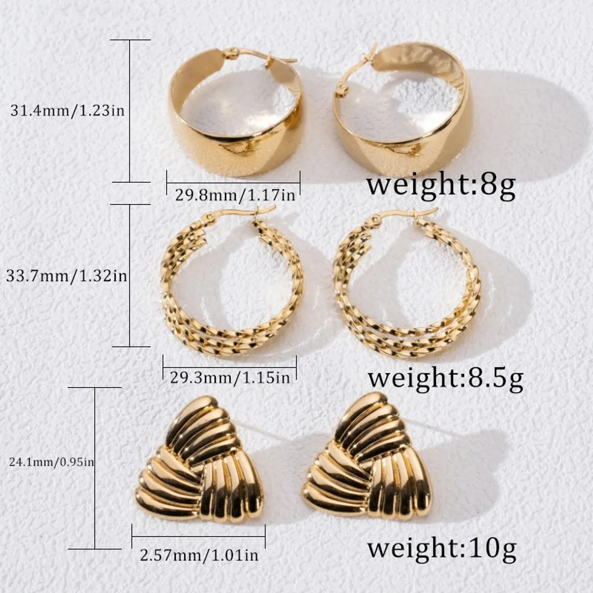 1 Pair Casual Simple Style Triangle Solid Color 304 Stainless Steel Earrings Ear Studs