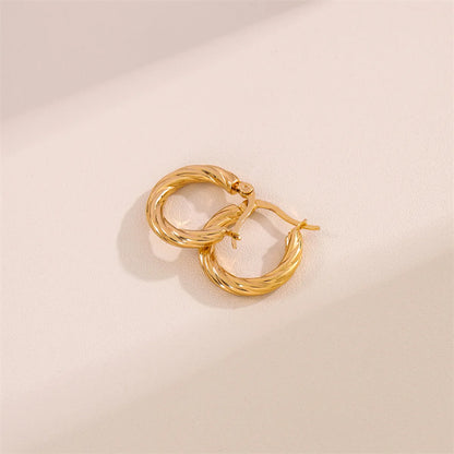 1 Pair Casual Simple Style Twist Plating Stainless Steel Titanium Steel 18k Gold Plated Earrings