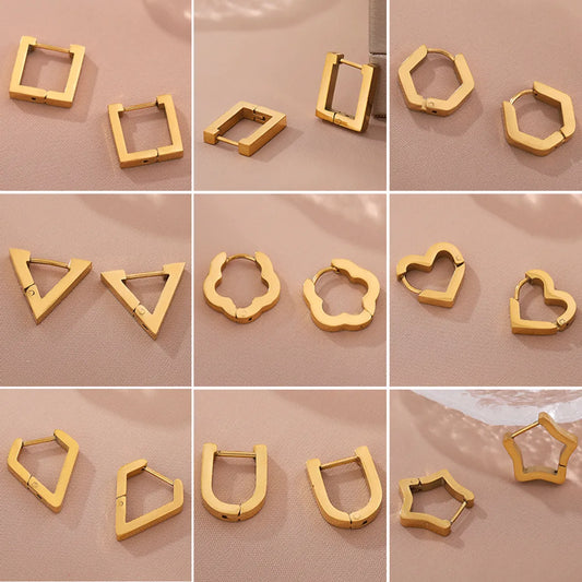 1 Pair Casual Simple Style U Shape Heart Shape Twist Plating Stainless Steel 18k Gold Plated Earrings