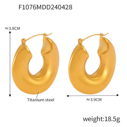 1 Pair Casual Simple Style U Shape Lines Plating 304 Stainless Steel 18K Gold Plated Ear Studs