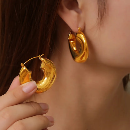 1 Pair Casual Simple Style U Shape Lines Plating 304 Stainless Steel 18K Gold Plated Ear Studs