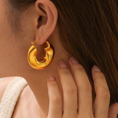 1 Pair Casual Simple Style U Shape Lines Plating 304 Stainless Steel 18K Gold Plated Ear Studs