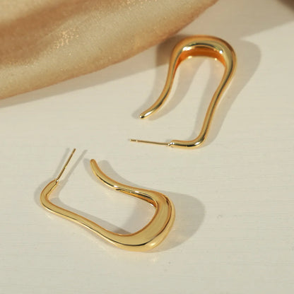 1 Pair Casual Simple Style U Shape Plating Copper 18k Gold Plated Ear Studs