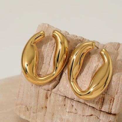 1 Pair Casual Simple Style U Shape Solid Color 316 Stainless Steel  No Inlaid 16K Gold Plated White Gold Plated Gold Plated Ear Studs