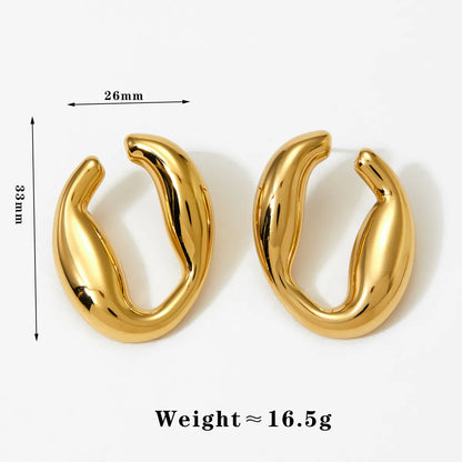 1 Pair Casual Simple Style U Shape Solid Color 316 Stainless Steel  No Inlaid 16K Gold Plated White Gold Plated Gold Plated Ear Studs