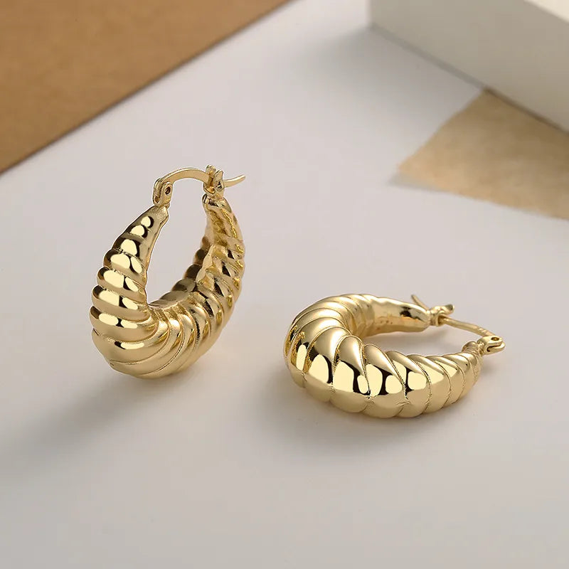 1 Pair Casual Simple Style U Shape Solid Color Plating Brass Earrings