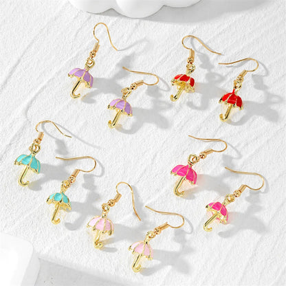 1 Pair Casual Simple Style Umbrella Enamel Alloy Drop Earrings