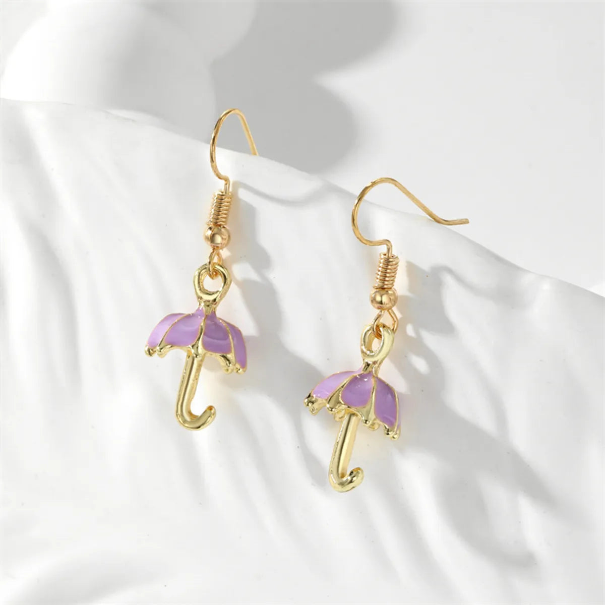 1 Pair Casual Simple Style Umbrella Enamel Alloy Drop Earrings