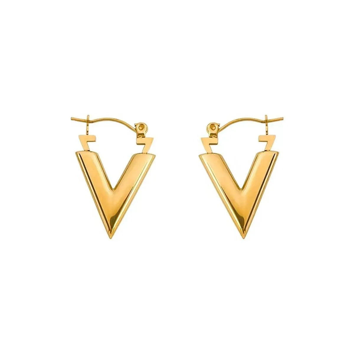 1 Pair Casual Simple Style V Shape Plating 304 Stainless Steel Earrings