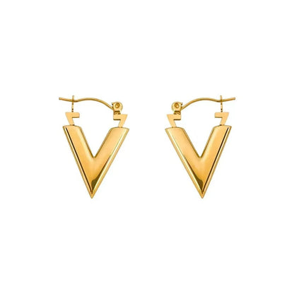 1 Pair Casual Simple Style V Shape Plating 304 Stainless Steel Earrings