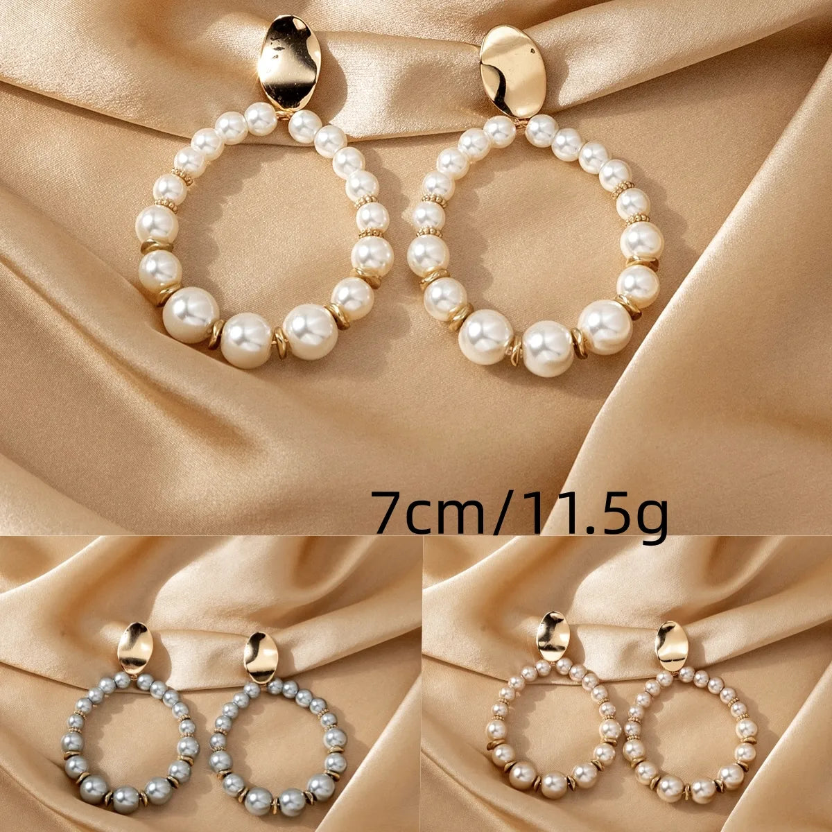 1 Pair Casual Simple Style Water Droplets Beaded Hollow Out Arylic Alloy Drop Earrings