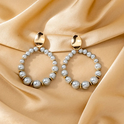 1 Pair Casual Simple Style Water Droplets Beaded Hollow Out Arylic Alloy Drop Earrings