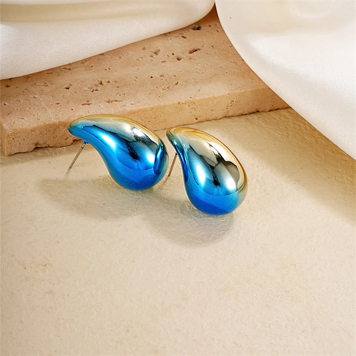 1 Pair Casual Simple Style Water Droplets CCB Ear Studs