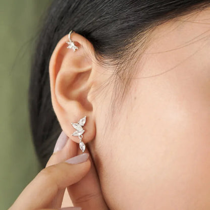 1 Pair Casual Simple Style Water Droplets Horse Eye Copper Inlay Zircon Ear Studs