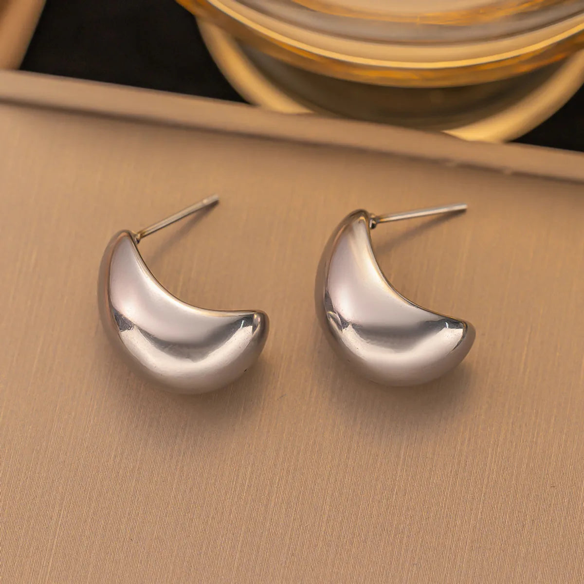 1 Pair Casual Simple Style Water Droplets Plating 304 Stainless Steel Ear Studs