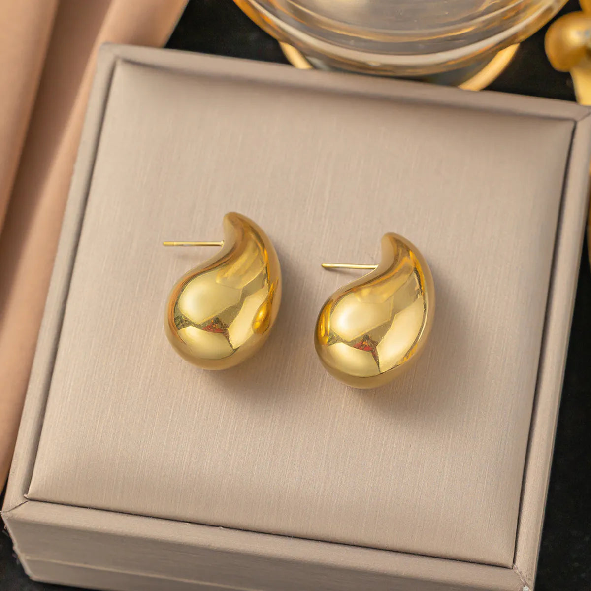 1 Pair Casual Simple Style Water Droplets Plating 304 Stainless Steel Ear Studs