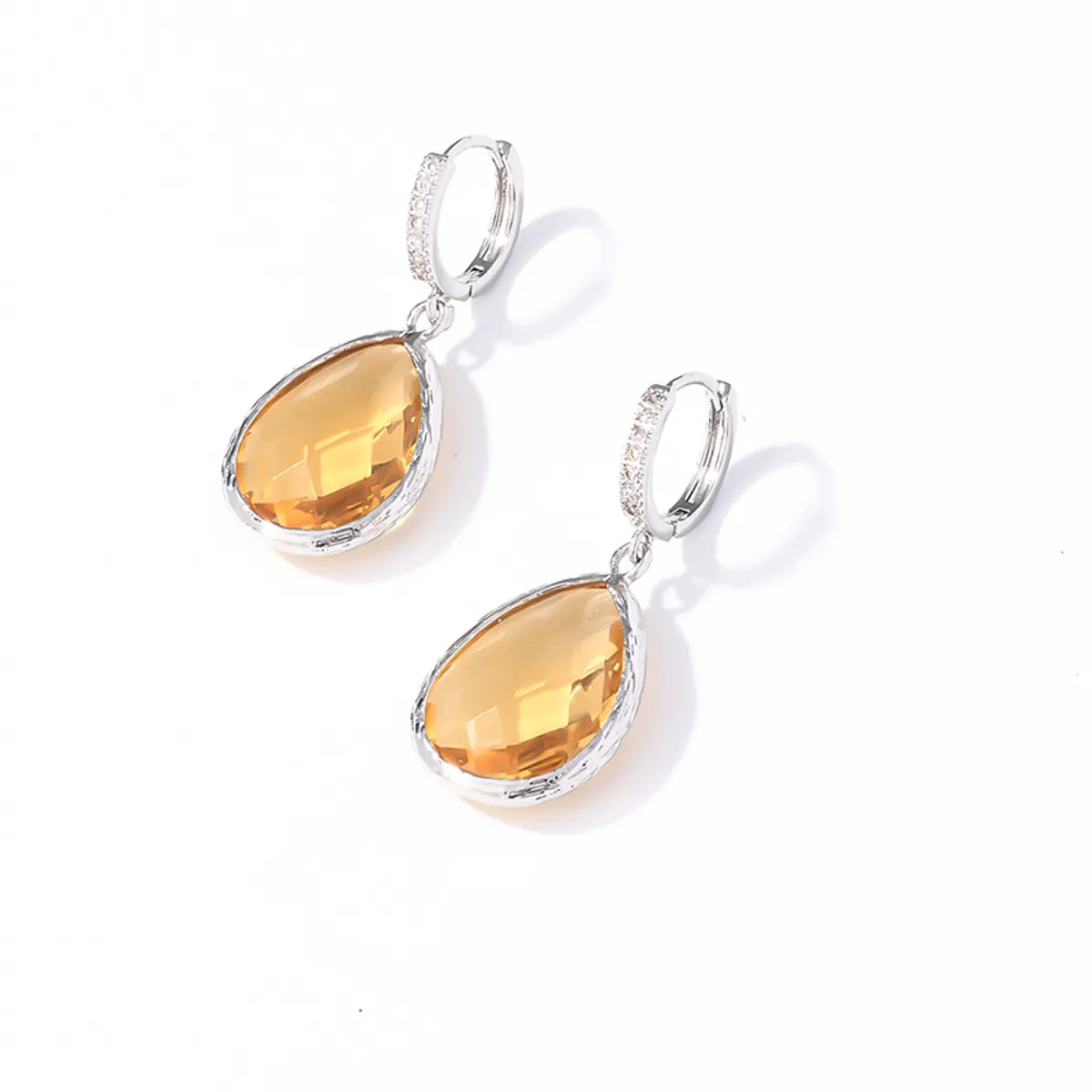 1 Pair Casual Simple Style Water Droplets Plating Inlay Copper Crystal Glass Zircon Drop Earrings