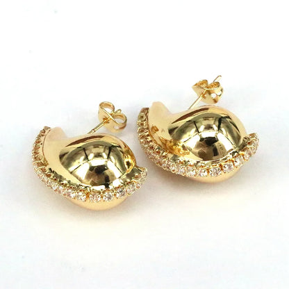 1 Pair Casual Simple Style Water Droplets Plating Inlay Copper Zircon 18k Gold Plated Silver Plated Ear Studs