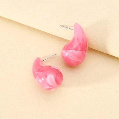 1 Pair Casual Simple Style Water Droplets Spray Paint Water Drop Resin Ear Studs