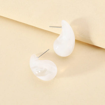 1 Pair Casual Simple Style Water Droplets Spray Paint Water Drop Resin Ear Studs