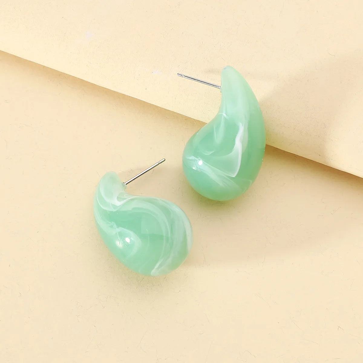 1 Pair Casual Simple Style Water Droplets Spray Paint Water Drop Resin Ear Studs