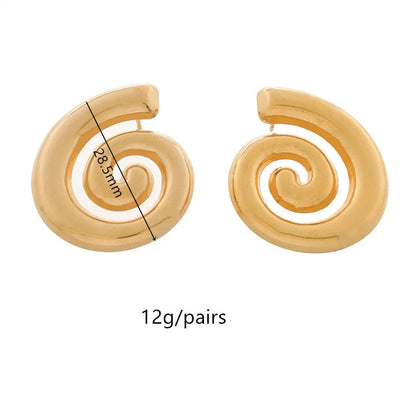 1 Pair Casual Simple Style Wings Spiral Shell Titanium Steel 18K Gold Plated Ear Studs