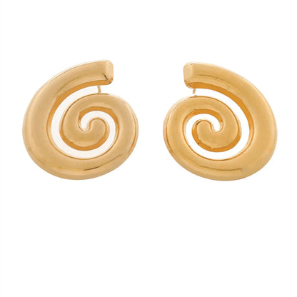 1 Pair Casual Simple Style Wings Spiral Shell Titanium Steel 18K Gold Plated Ear Studs