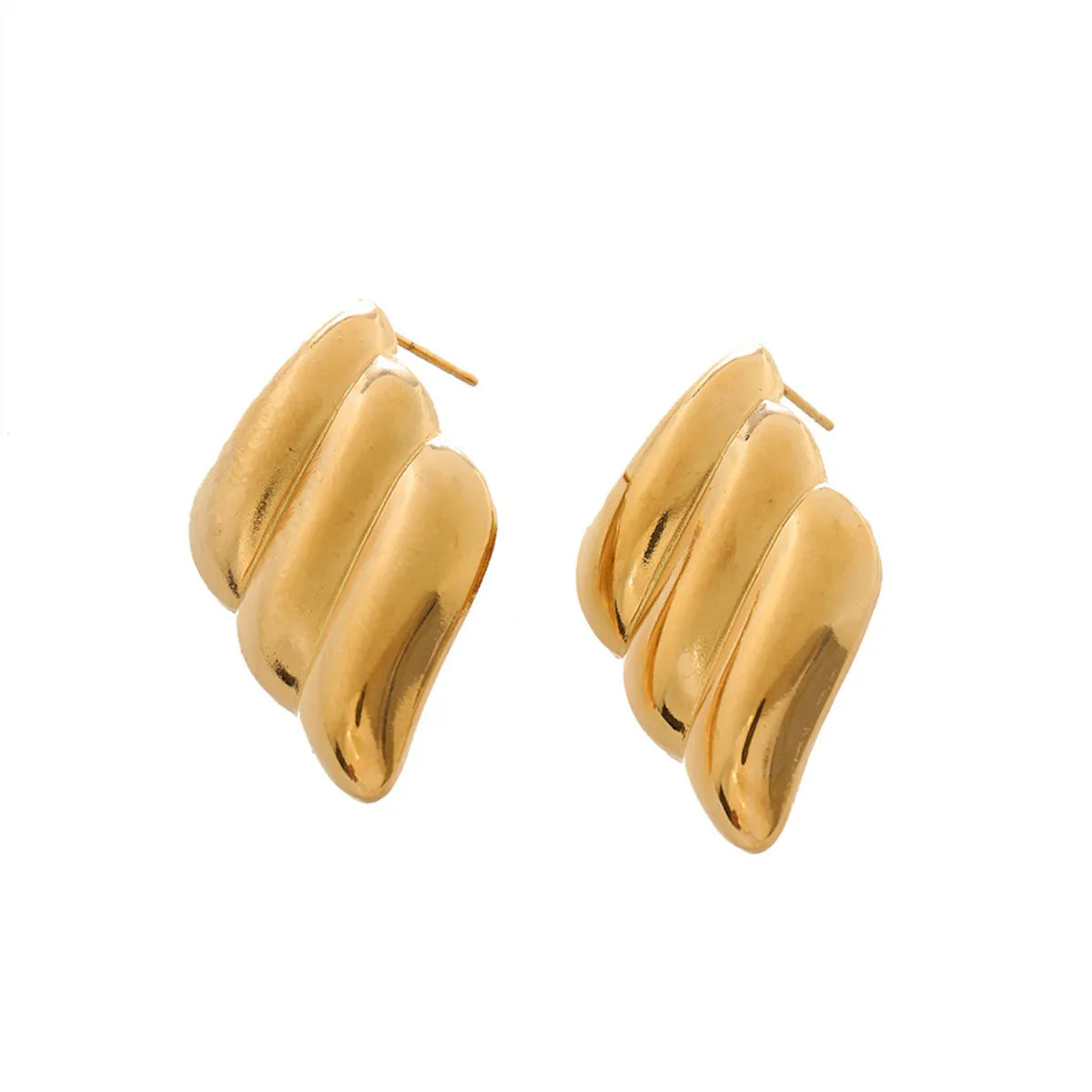 1 Pair Casual Simple Style Wings Spiral Shell Titanium Steel 18K Gold Plated Ear Studs